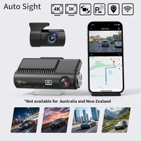 Caméra de tableau de bord WiFi double objectif 4K avant/arrière 1080P avec GPS, enregistrement en boucle, vision nocturne supérieure, grand angle et mode stationnement