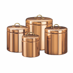 Encantador juego de botes de cobre con tono metálico cálido y tacto suave que proporciona un atractivo terroso a la configuración de su cocina - Product Image 1