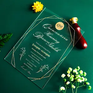 Customized Free Design Clear Transparent Elegant Anniversary Festival Party Birthday Wedding Engagement Acrylic Invitation Card