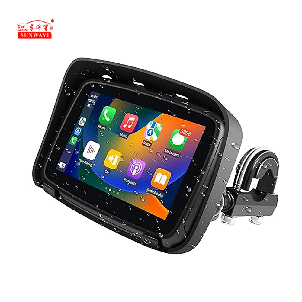 SUNWAYI kablosuz motosiklet CarPlay Android oto 5 "GPS NavigationHD1080p kameralar Carplay motosiklet DVR