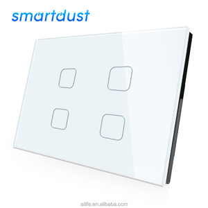 Smartdust Tuya สมาร์ทวอชอัจฉริยะของกูเกิ้ลโฮม,ไฟกระจกพรีเมียมแบบ Google Home <span class=keywords><strong>Alexa</strong></span> Smart US มี WIFI IoT รีโมตสวิตช์แบบสัมผัส4ตัว - Product Image 1