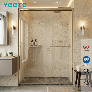Puerta Corredera <span class=keywords><strong>de</strong></span> Ducha Moderna sin Marco con Acabado Cromado Pulido YEETE, Ecológica, con Rodillo <span class=keywords><strong>de</strong></span> Acero Inoxidable 304 y Vidrio Templado <span class=keywords><strong>de</strong></span> 8 mm para Baño - Product Image 1