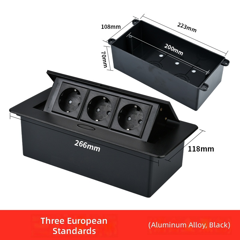Three-pin 16A German-style European standard-black