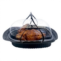 Conteneur alimentaire jetable en PP noir de qualité alimentaire, empilable, pour poulet rôti, emballage personnalisé pour vente en gros