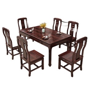 Juego de Mesa de Comedor de Madera Maciza de Palisandro, 6 Piezas, Rectangular, Estilo Antiguo, Muebles de Comedor, Estructura de Estructura Duradera - Product Image 5