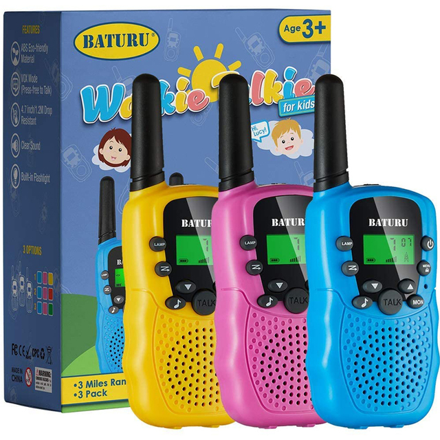 Walkie Talkies for Kids Toys 22 Channels 2 Way Radio Toy 3 KM Long Range with Backlit LCD Flashlight Best Gifts for 3-12 Year
