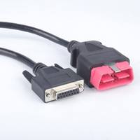 Cable Adaptador RS232 DB de 15 Pines Rojo OBD II de 16 Pines Macho a DB15 Hembra, Cable de Auto OBD a DB15