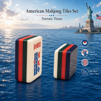 Magnifique ensemble de tuiles de Mahjong patriotiques américaines, 166 pièces, en acrylique gravé à 3 couches, motif Liberté Égale et Feux d'artifice, taille standard