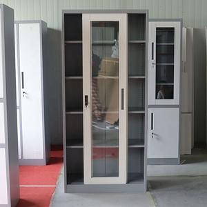 Fer 2 coulissant moderne serrure double pleine hauteur bibliothèque maison stockage meubles acier bureau métal verre porte classeur - Product Image 3