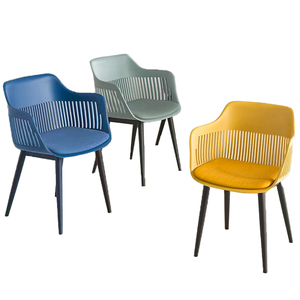Sedia da Pranzo in Plastica con Cuscino in Cotone Bianco, Nero, Blu o Giallo per Caffetteria, <span class=keywords><strong>Cucina</strong></span>, Ristorante, Hotel - Product Image 1