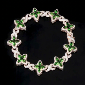Collar de Cadena con Eslabones Chapados en Oro Rosa S925 con Moissanita de Corte Brillante Redondo de Lujo, Joyería de Estilo Hip Hop para Mujer, para Boda o Compromiso - Product Image 1