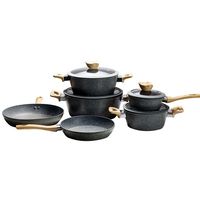 Batterie de Cuisine Antiadhésive en Granit et Aluminium, Ensemble de 10 Pièces Poêles et Casseroles, Set d'Ustensiles de Cuisine Anti-Adhérents Effet Pierre