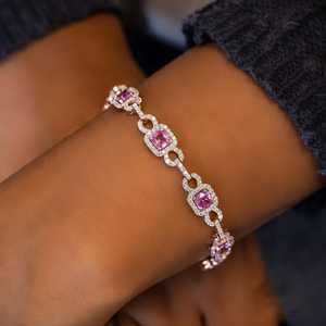Pink Diamond Art Deco Party Bracelet 18k <b>Rose</b> <b>Gold</b> Flexible Link - Product Image 1