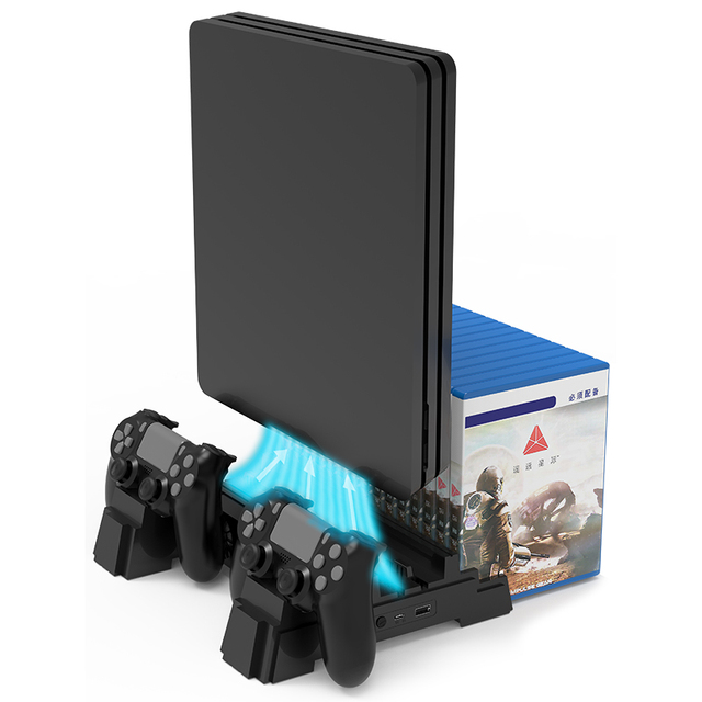 Ps4 Pro Console Charging Station Vertical Cooling Stand with Ps4 Games Cds Storage Base