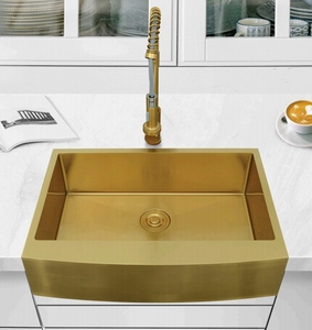 Fregadero de cocina moderno de gran oferta de acero inoxidable 304 con tecnología Nano engrosamiento dorado hecho a mano Popular en cocinas - Product Image 5