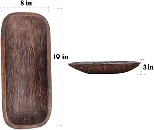 アンティークウォールナットサービングボウルトレイ素朴な木製フードプレートボウル木製生地ボウル
