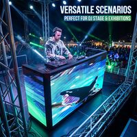 Pantalla LED Portátil Plegable para DJ con Ruedas, Cabina de DJ Móvil para Festivales al Aire Libre, Bodas, Alquiler