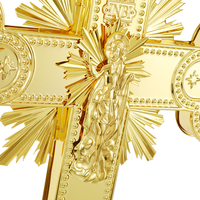 Nouvelle conception HT, fournisseur de articles religieux, fabrication de croix orthodoxe catholique, grande croix double face, crucifix à main, croix processionnelle