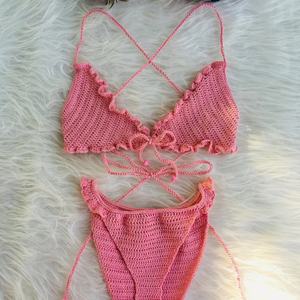 ชุดบิกินี่โครเชต์ลายผลไม้เซ็กซี่สำหรับผู้หญิง 2 ชิ้น ชุดว่ายน้ำทำมือระบายอากาศได้ดี ประดับด้วยคริสตัล - Product Image 3