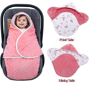 Housses de siège de voiture 100% coton Couverture à langer d'hiver pour bébé Garçons Filles Nouveau-né Enveloppe douce et épaisse Couverture de siège de bébé en vison pour l'hiver - Product Image 3