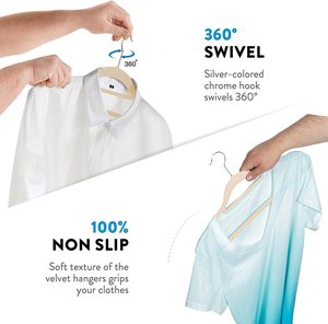 Cintres à vêtements, cintres en plastique floqués antidérapants, cintres en <span class=keywords><strong>velours</strong></span> non-marquants pour le rangement et l'organisation dans les magasins de vêtements - Product Image 4