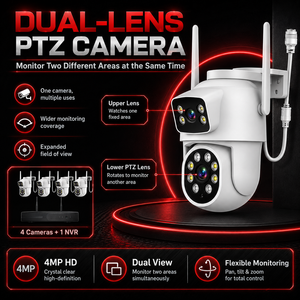 Système de <span class=keywords><strong>surveillance</strong></span> NVR 4 canaux Wistino avec détection IA intelligente, vision nocturne couleur, caméra bullet extérieure étanche, système CCTV - Product Image 1