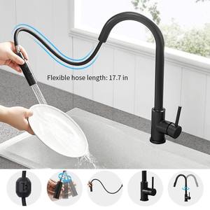 Lujo negro 304 SUS Gourmet extraíble <span class=keywords><strong>Sensor</strong></span> táctil inteligente <span class=keywords><strong>grifo</strong></span> de <span class=keywords><strong>cocina</strong></span> 2 vías <span class=keywords><strong>grifo</strong></span> de ahorro de agua caliente frío mezcladores <span class=keywords><strong>grifo</strong></span> - Product Image 4