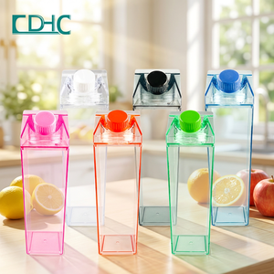 ขวดน้ำอะคริลิคใสไร้ BPA ขนาด1000มล. กล่องนมโปร่งแสงทรงสี่เหลี่ยมขนาด500มล. กำหนดโลโก้ได้ตามต้องการ - Product Image 1