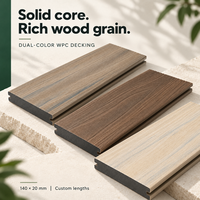 Papan Dek WPC Solid Co-extrusion Anti-Slip Tahan Air Tahan UV Motif Kayu untuk Lantai Luar Ruangan, Taman, Patio, Kolam Renang, Balkon