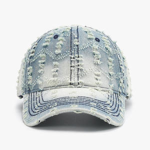 Casquettes de baseball en jean déchiré et usé avec logo personnalisé, style Dad Hat, pour le golf et le tennis - Product Image 4