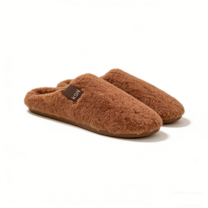 Mules en polaire Teddy pour femmes avec logo personnalisé, pantoufles en peluche pour la maison avec étiquette tissée personnalisée pour un usage intérieur - Product Image 3