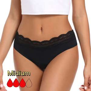 Braguitas Sanitarias Transpirables para el Periodo, Ropa Interior Transparente con Diseño Calado, a Prueba de Fugas, con Encaje, para Mujer - Product Image 1