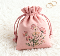 Gros Logo Personnalisé Grande Pochette De Luxe Soie Coton Mélange Rose Couleur Sac Cadeau pour Emballage De Marque Événement D'entreprise