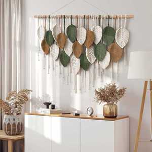 Tapiz de Pared de Macramé Bohemio Hecho a Mano, Decoración de Pared de Cuerda de Algodón Tejida a Mano, Hojas Coloridas, Arte de Pared - Product Image 1