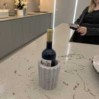Seau à glace de luxe en marbre blanc strié, refroidisseur à vin lumineux 16 oz pour une utilisation plus fraîche, décoration élégante sur pied, fêtes, boissons