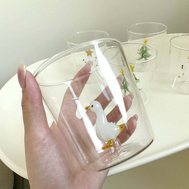 Oie en jade blanc, modèle animal 3D transparent