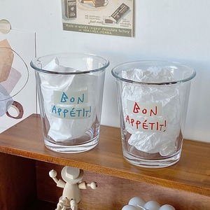 Taza de leche de vidrio grueso con letras <span class=keywords><strong>Bon</strong></span> Appetit, reutilizable para bebidas de oficina, bebidas heladas Americano, bebidas de moda - Product Image 1