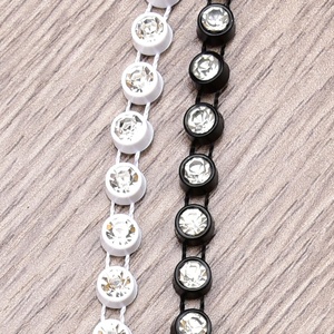 2.5-5mm 단일 행 라인 석 메쉬 화이트 블랙 플라스틱베이스 유리 크리스탈 레이스 트리밍 - Product Image 2