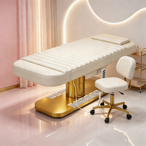 Fauteuil de Salon de Beauté RONJIA en Tissu Doré, Lit de Beauté Électrique, Table et Lit de Massage pour Extensions de Cils et Soins du Visage - Product Image 4