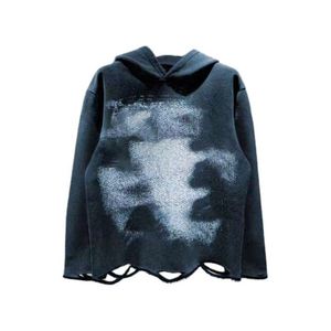 Veste à capuche OEM personnalisée pour hommes déchiré à l'ourlet brut Veste en coton polaire taille américaine sérigraphie lâche délavé à l'acide Sweat à capuche pour hommes à ourlet brut - Product Image 3