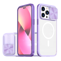Étui de téléphone transparent avec charge magnétique sans fil pour iPhone 14 13, protection de l'appareil photo avec fenêtre coulissante, étui mobile pour iPhone 14 Pro Max