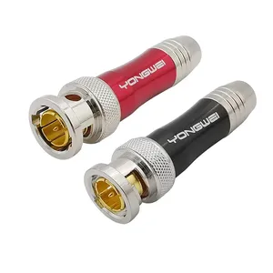 Conectores macho BNC chapados en oro, núcleo de cobre, HD SDI 75-5 BNC, Conector de Cable Coaxial de vídeo de monitoreo