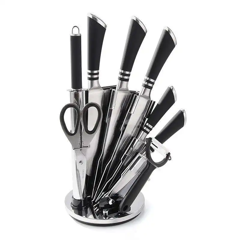 Stainless Steel Kitchen Knife Complete Kitchen Gift Set Kitchen Knife All Steel Hollow Handle 9pce Knife Set