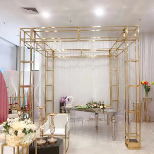 Nuevo Gazebo <span class=keywords><strong>de</strong></span> Acero Inoxidable Dorado para Bodas, Decoración <span class=keywords><strong>de</strong></span> Fondo, Soporte Metálico para Chuppah - Product Image 1