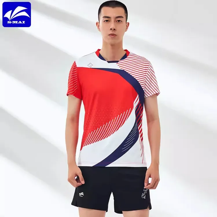Camiseta esportiva de manga curta para tênis, badminton e vôlei