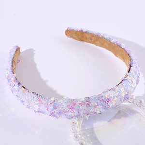 Wholesale <strong>Hot</strong> Sales Women Girl Europe America Headwear Fashion Cute Face Wash Hairband Colorful Wide Padded <strong>Pink</strong> Sequin <strong>Headband</strong> - Product Image 6