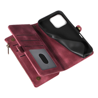 Dompet Kulit PU untuk iPhone 16 Pro Max, 9 Slot Kartu + Kantong Koin Ber-resleting, Penyangga, Pemblokir RFID, 360 °   Perlindungan
