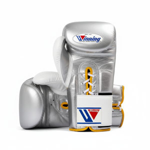 Gants d'entraînement Winning Boxing MS 14oz-Dentelle blanche argentée - Product Image 1