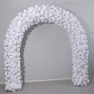 Arco de boda en forma de U personalizado, decoración de pared para eventos y fiestas, arco de flores de rosas blancas de seda artificial - Product Image 2