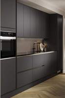 Armoires de cuisine sans poignées en graphite mat Vermont, en forme de L, modulaires, avec rangement LED pour projets résidentiels